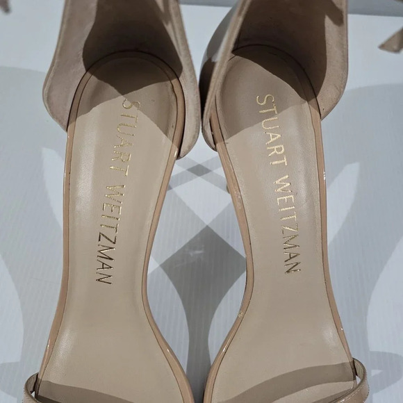 Stuart Weitzman Nudistsong Heel Ankle Strap Sandal Adobe Tan Leather Size 10 - Picture 10 of 16